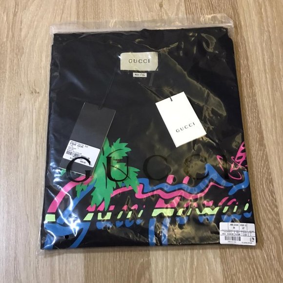 Gucci Black Hawaii T-shirt New FW20 - Picture 7 of 7
